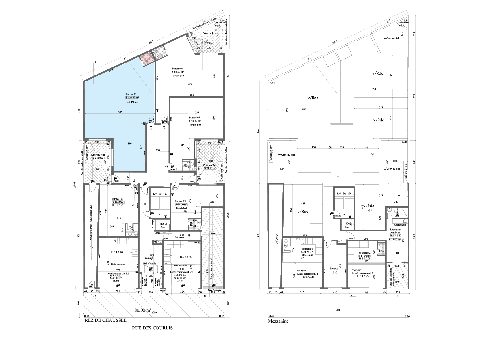 Plan Plateau bureau 01 - rez-de-chaussée